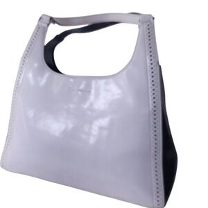 Liz Claiborne White Patent Leather Hobo Shoulder Bag Handbag Casual Purse Sleek